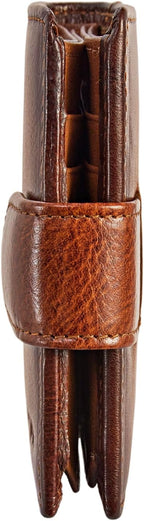 Cartera de cuero vintage para hombre, 19 ranuras para tarjetas, bloqueo RFID, gran capacidad, soporte para tarjetas plegable de cuero de grano superior, marrón (YELLOWISH BROWN), Retro