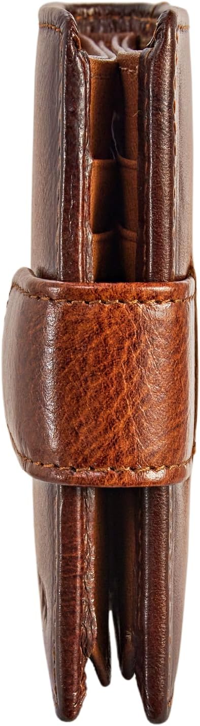 Cartera de cuero vintage para hombre, 19 ranuras para tarjetas, bloqueo RFID, gran capacidad, soporte para tarjetas plegable de cuero de grano superior, marrón (YELLOWISH BROWN), Retro