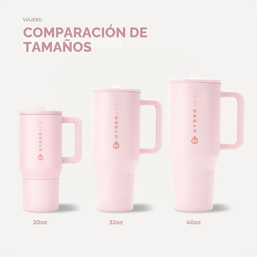 HydroJug Traveler - Botella de agua aislada con asa, 40 onzas, arena rosa