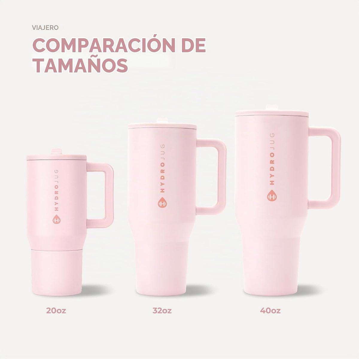 HydroJug Traveler - Botella de agua aislada con asa, 40 onzas, arena rosa