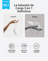 Anker Cargador portátil de 20,000 mAh con cable USB-C integrado con...
