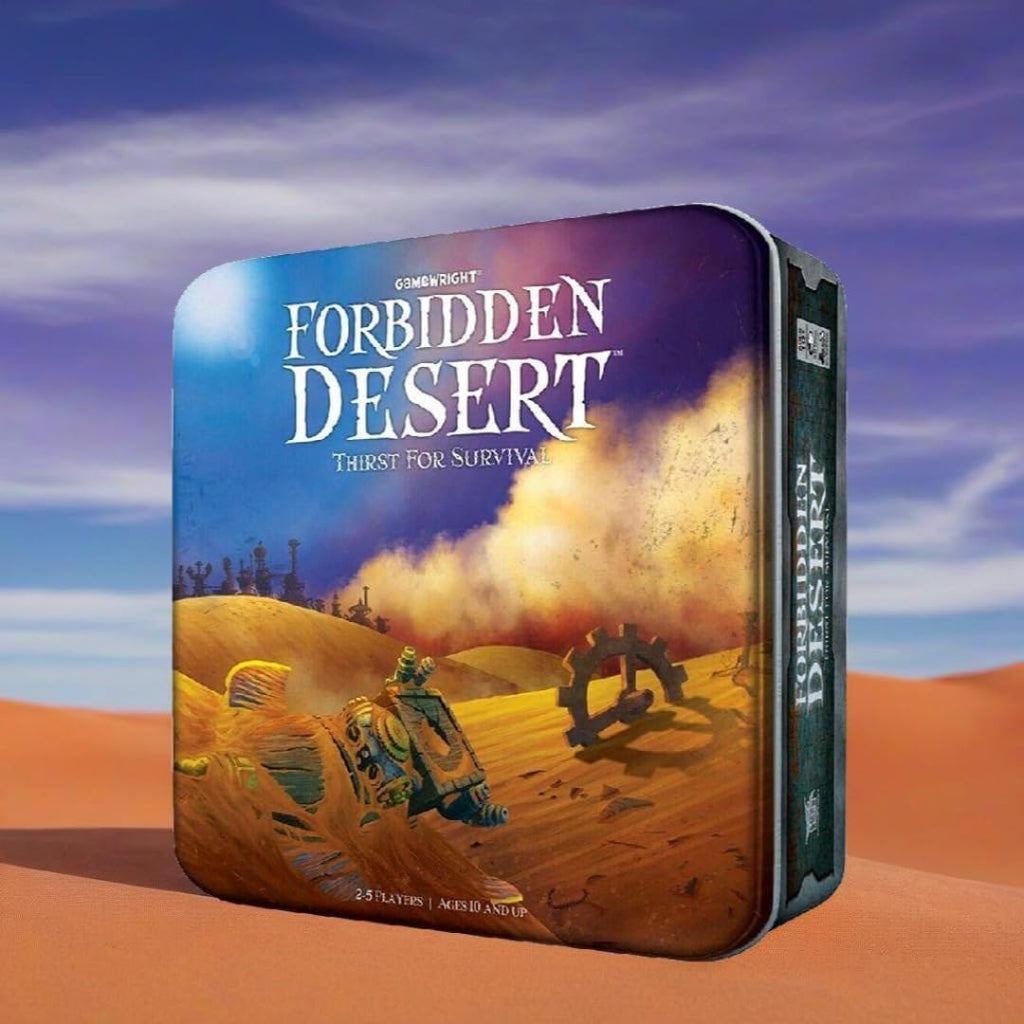 Gamewright - Juego de mesa de aventura de supervivencia cooperativa Forbidden Desert para 2-5 jugadores – Estrategia familiar para mayores de 10 años