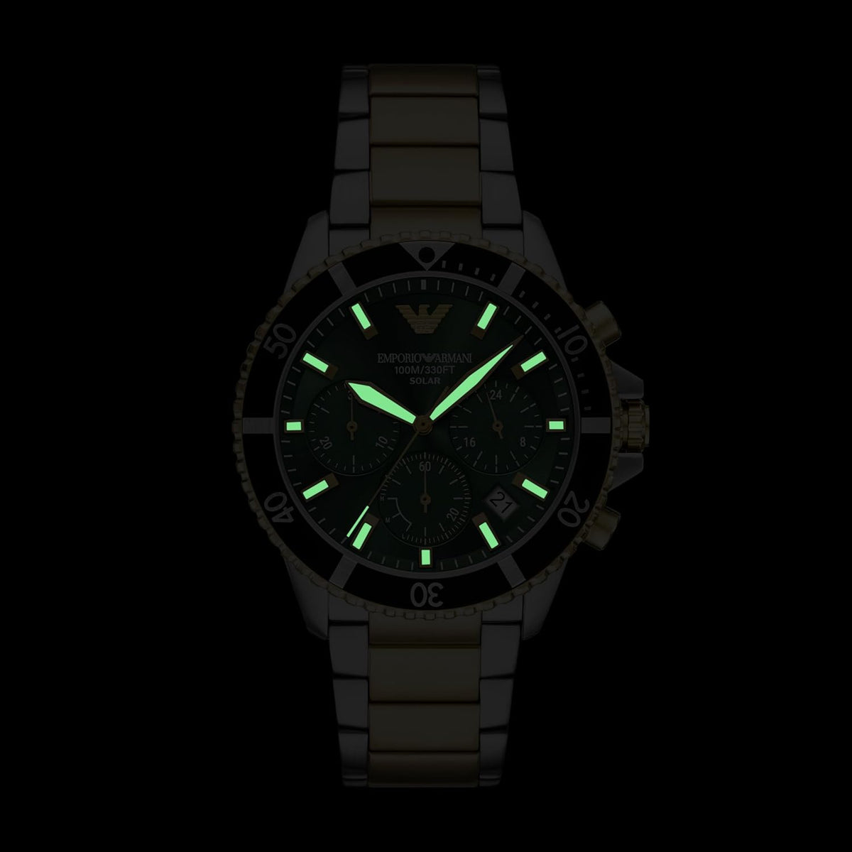 Emporio World Explorer - Reloj de acero inoxidable con cronógrafo bicolor para hombre (modelo: AR11695)