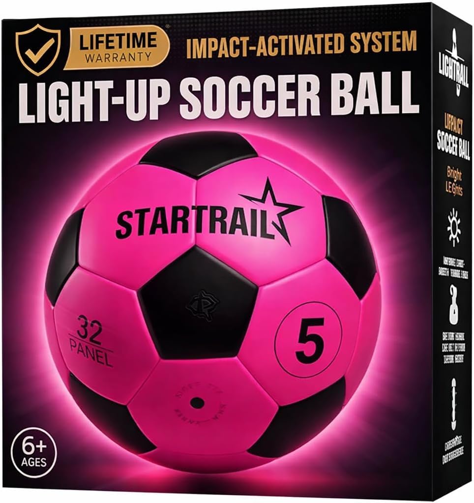 Pelota de fútbol que brilla en la oscuridad | Regalo deportivo para niñas de 6 a 15 años | Pelota LED iluminada con 3 baterías extra y bomba | Baterías preinstaladas | Tamaño 5 | Regalo de diversión