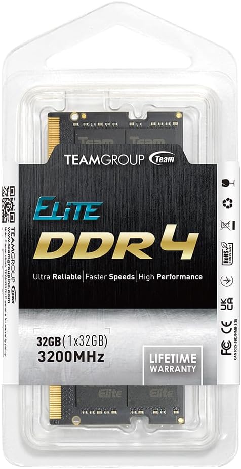TEAMGROUP Elite DDR4 32GB Single 3200MHz PC4-25600 CL22 (2933MHz o...