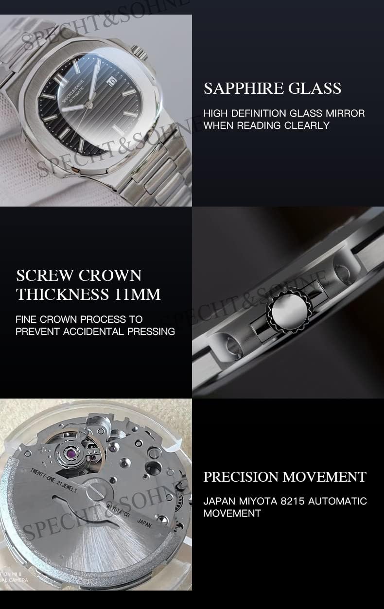 Reloj mecánico automático para hombre Specht & Söhne con cristal de zafiro, relojes automáticos para hombre de 40 mm, movimiento Miyota 8215 de Japón, resistente al agua hasta 50 m