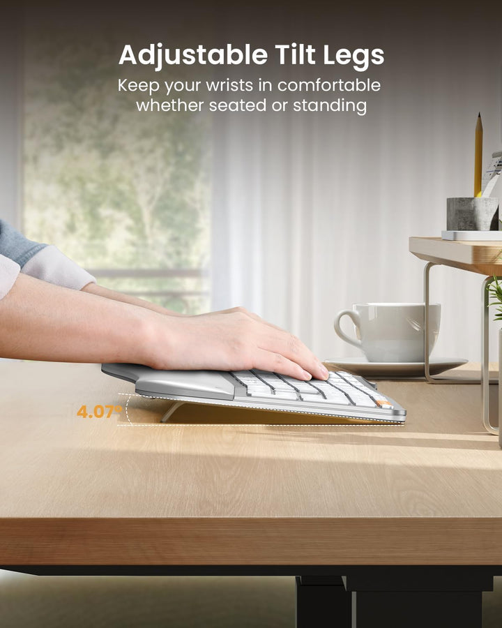 ProtoArc Teclado ergonómico Bluetooth retroiluminado, EK01 Plus Tec...