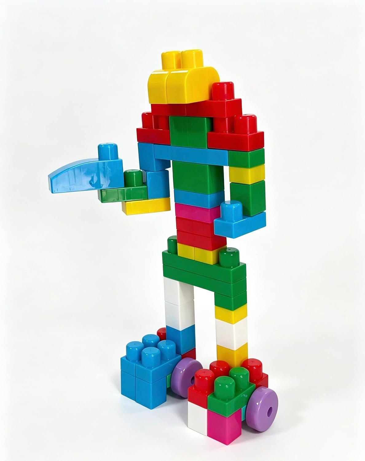 Crayola Bloques de construcción para niños pequeños, juego de bloques de construcción grandes de 200 piezas con bolsa de almacenamiento de malla con cremallera, ruedas adicionales, juguete apilable