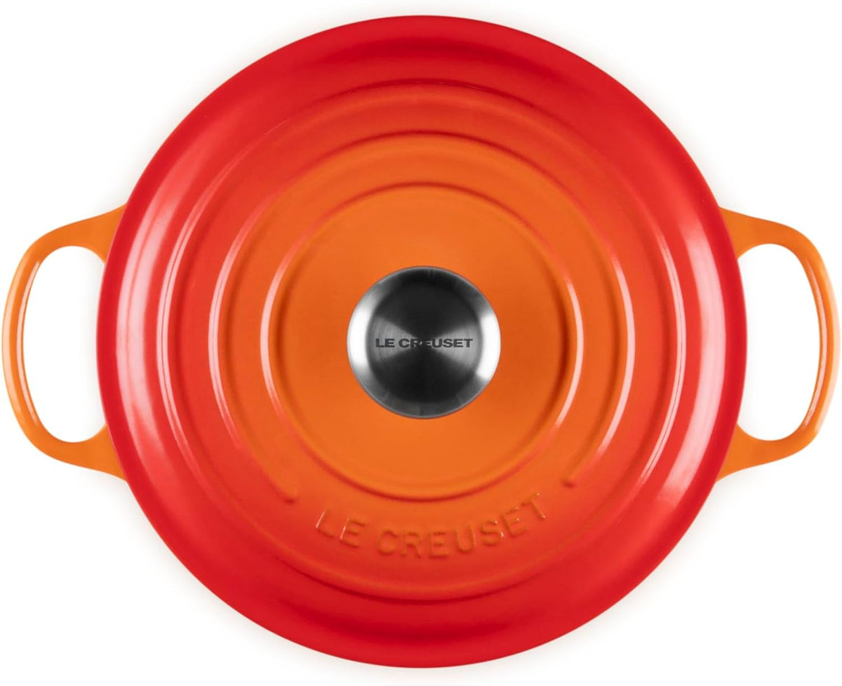 Le Creuset - Olla holandesa ancha, redonda y única de hierro fundido esmaltado, de 6.75 cuartos de galón, Fuego