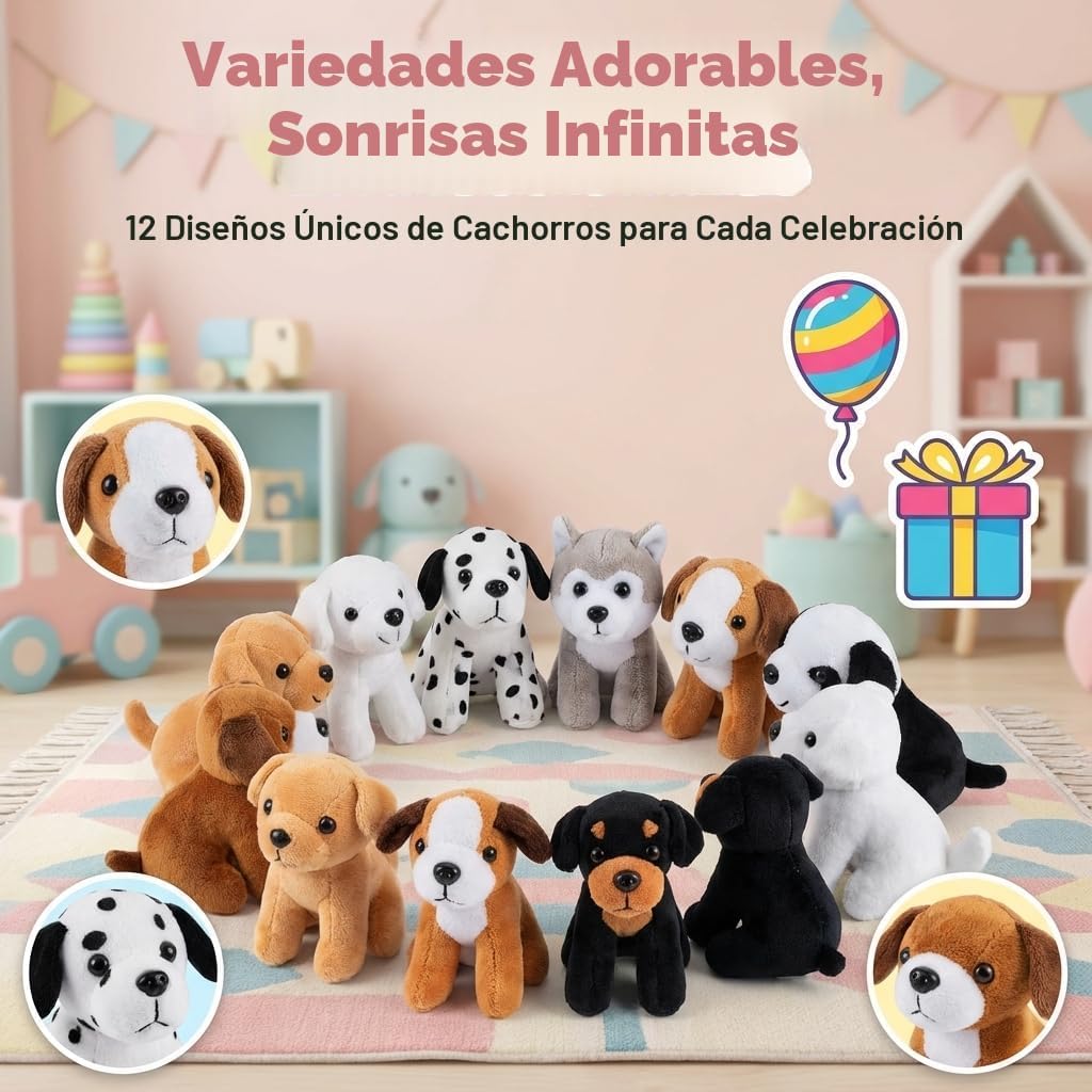 Bedwina Perros de peluche (paquete de 12) animales de peluche peque...