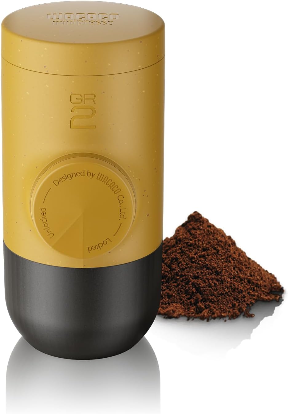 WACACO Minipresso GR2, cafetera portátil compatible con café molido, máquina de café expreso de 18 bar operada manualmente (ocre dorado)