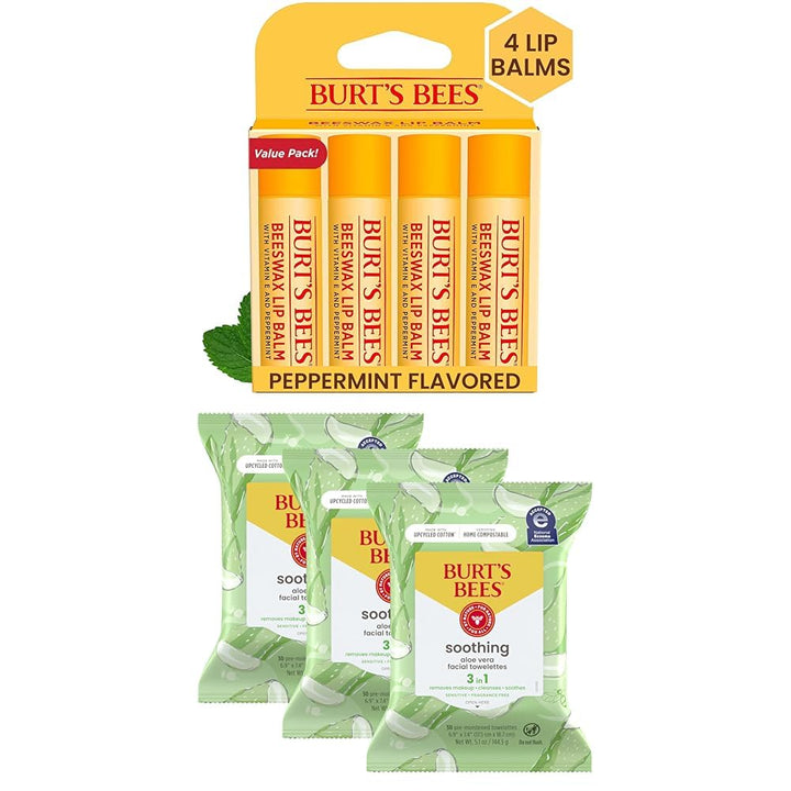 Burt's Bees Bundle - Bálsamo labial original de cera de abeja,...
