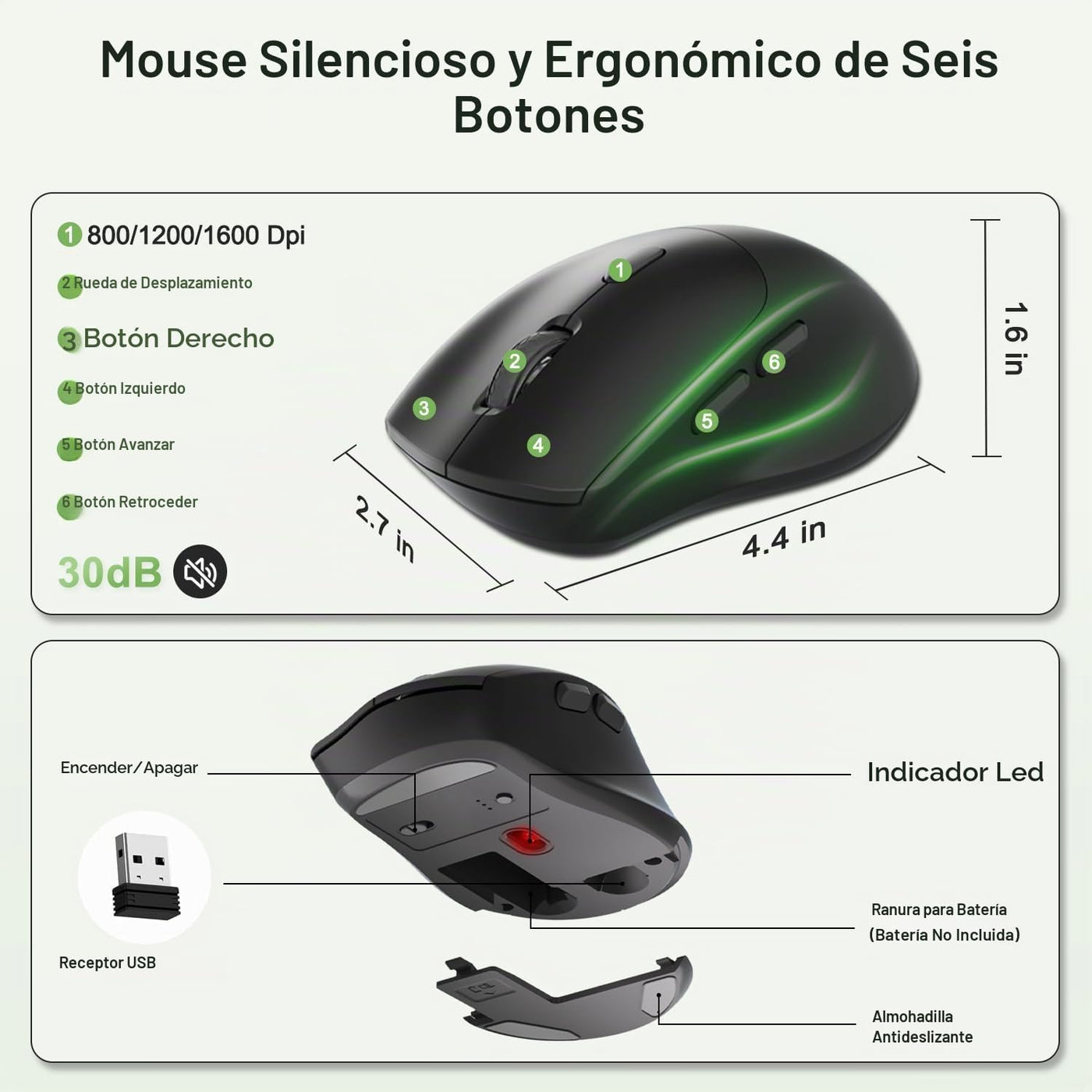 Combo de teclado y mouse inalámbricos, teclas onduladas de tamaño c...