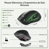 Combo de teclado y mouse inalámbricos, teclas onduladas de tamaño c...