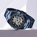 Tiong Hombre Reloj Mecánico Automático Esqueleto de Acero Inoxidable