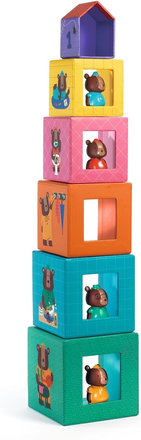 DJECO TopaniHouse, bloques de madera y juguetes de animales, más de 18