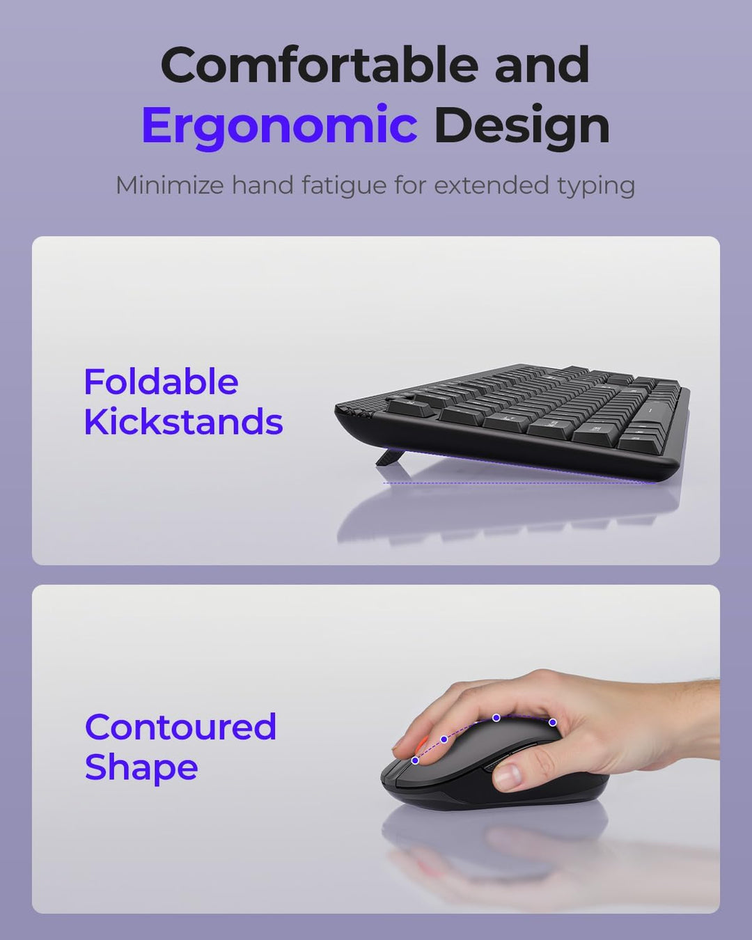 wegear Combo de teclado y mouse inalámbricos, mouse ajustable de 5...