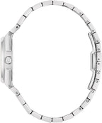 Bulova - Reloj de vestir clásico de cuarzo de tres manecillas con calendario y fecha para mujer, brazalete de acero inoxidable, esfera con patrón, 28mm
