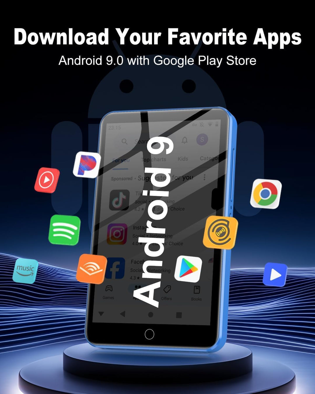 Reproductor de MP3 con Bluetooth y WiFi, 80 GB de almacenamiento y...
