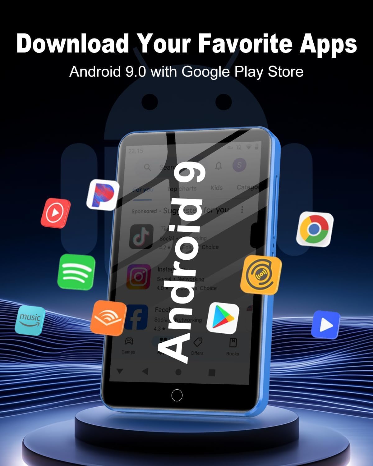 Reproductor de MP3 con Bluetooth y WiFi, 80 GB de almacenamiento y...
