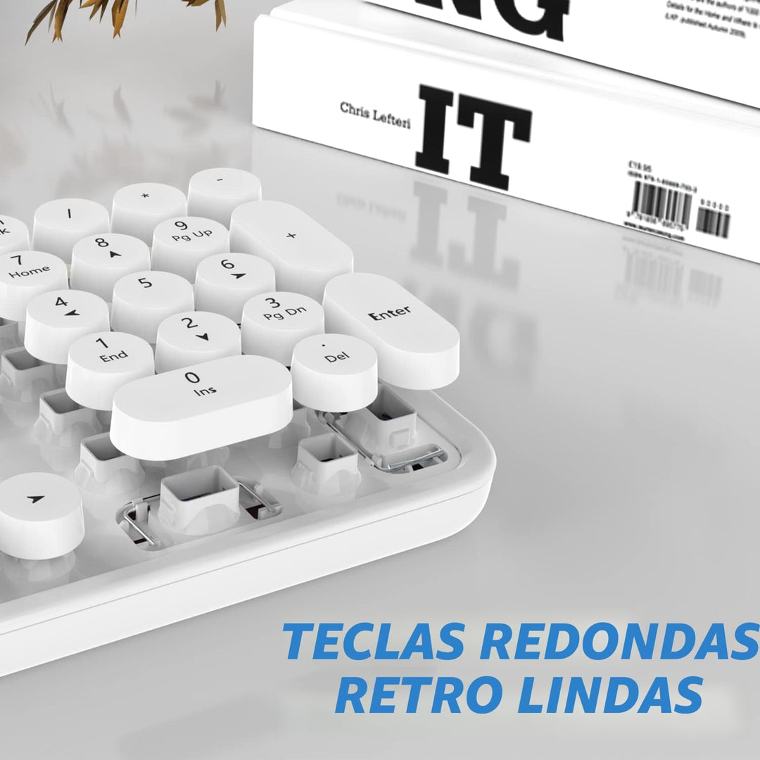 Combo de teclado y mouse inalámbricos, teclado blanco lindo de 104...