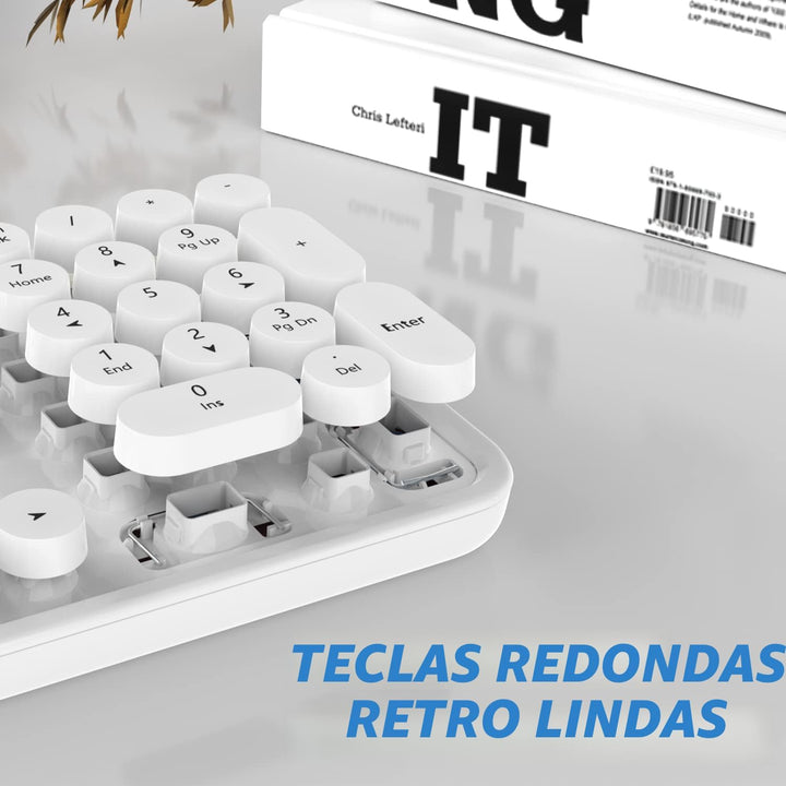 Combo de teclado y mouse inalámbricos, teclado blanco lindo de 104...