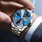 OLEVS Relojes para hombre de lujo de acero inoxidable 30M impermeable