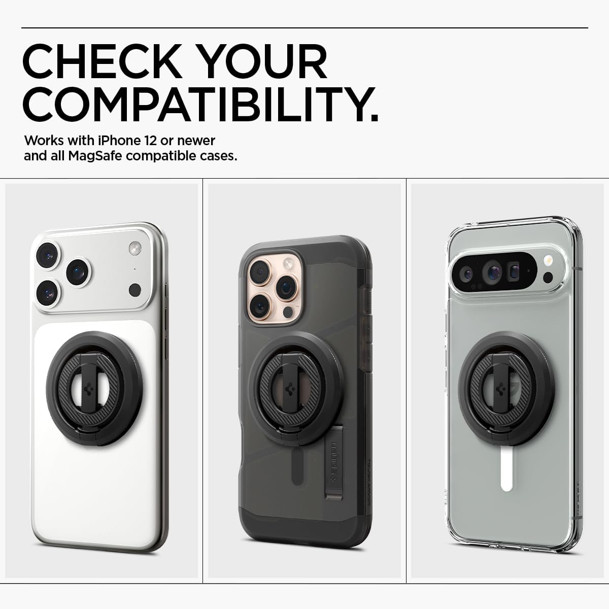 Spigen para agarre de teléfono MagSafe, soporte para teléfono con imán dual