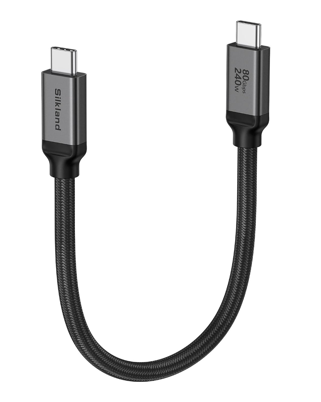 Silkland USB 4 para Thunderbolt 5 Cable 1FT, 80Gbps Sincronización de Datos, 240W de Carga