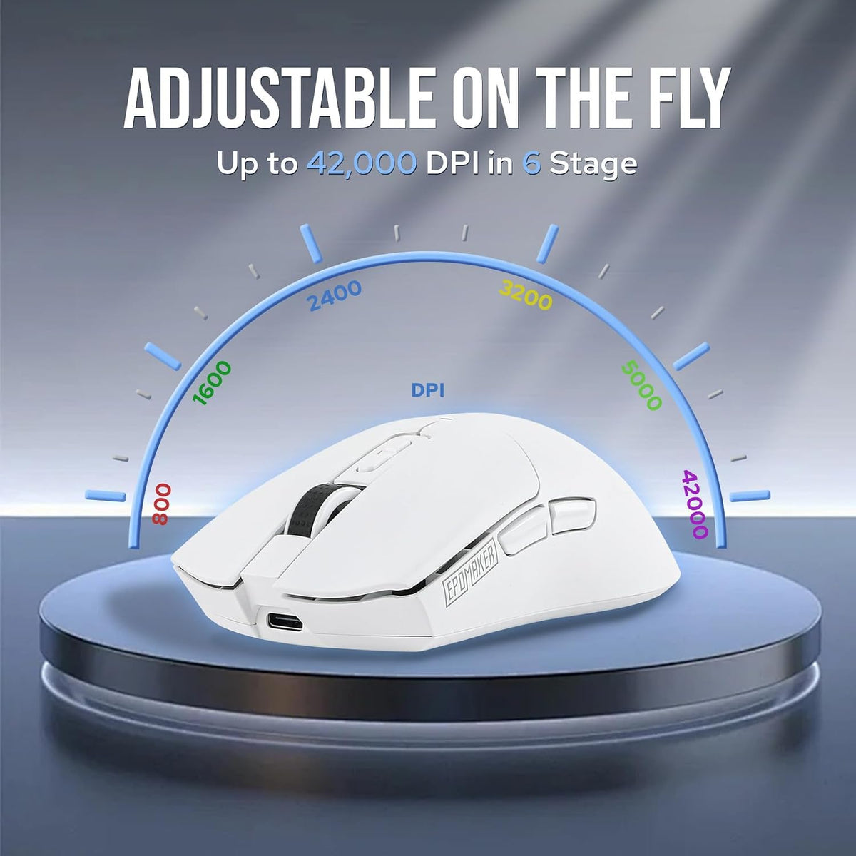 EPOMAKER Click Gaming Mouse inalámbrico 2.4Ghz\/BT\/Type-C, 800 a 4...