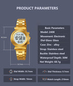 BESTKANG Reloj Digital para Mujer, Reloj de Acero Inoxidable para Mujer, Reloj Impermeable, Reloj de Doble Hora y Fecha, Reloj de Negocios para Mujer