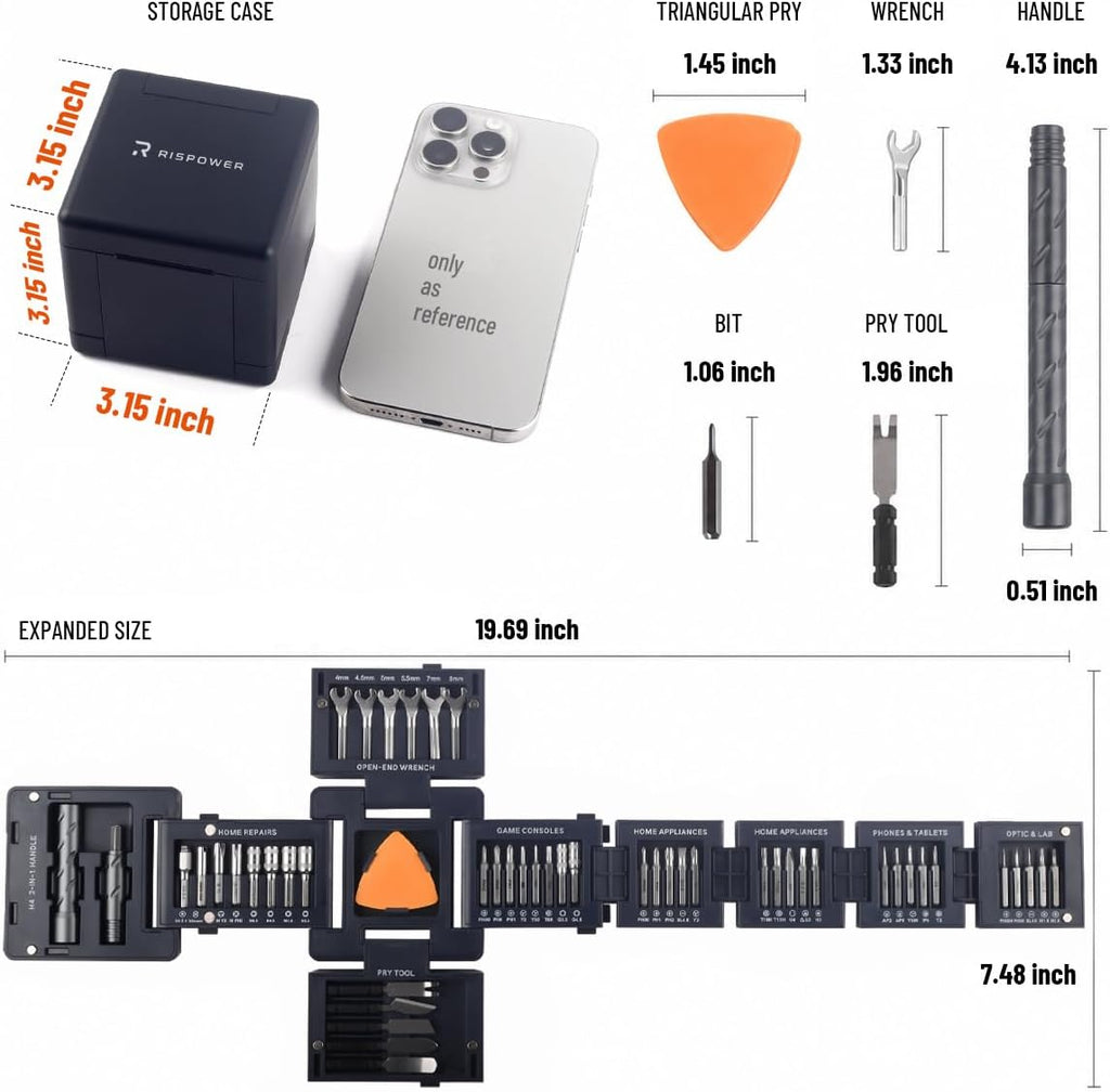 Juego de destornilladores magnéticos de precisión 55 en 1, kit de cubo de herramientas, kit de reparación electrónica con puntas de destornillador, llaves, herramientas de palanca para