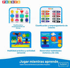 Pocoyo Montessori Busy Board - Diversión de aprendizaje preescolar con alfabeto y números, juguete educativo ideal de viaje para niños de 3 a 4 años (tablero de negocios)