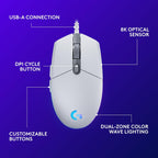 Logitech G203 - Mouse cableado para juegos, 8,000 DPI, efecto óptic...