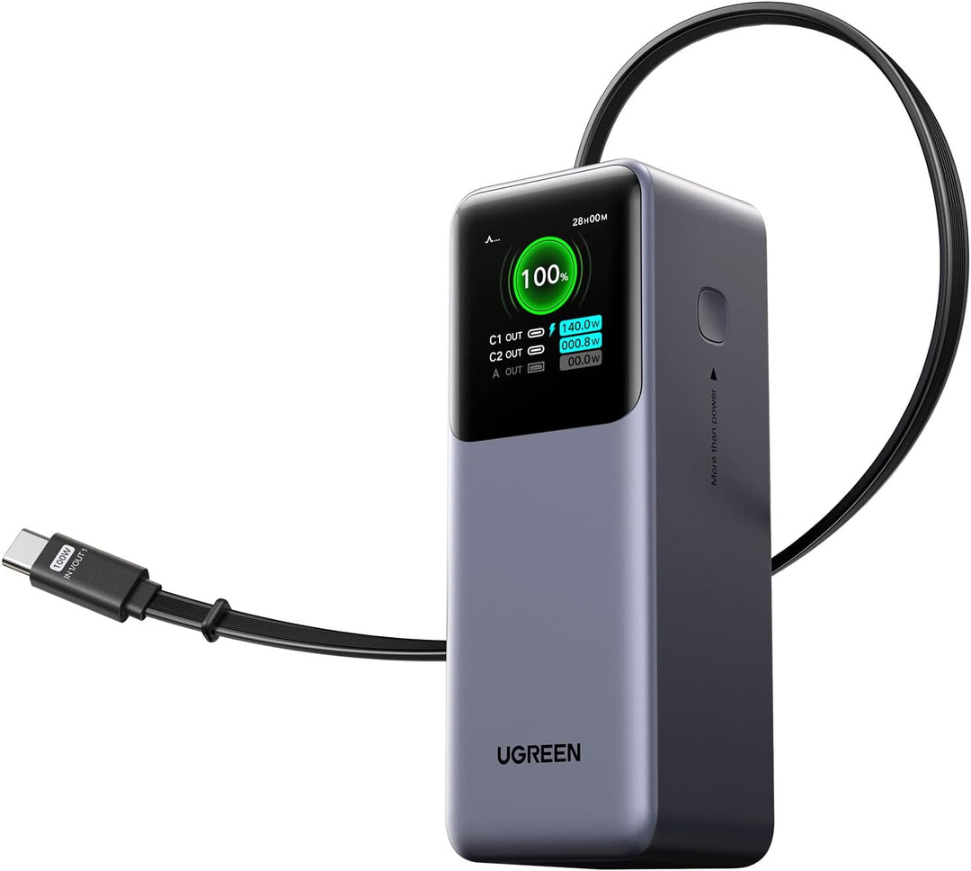 UGREEN Nexode Power Bank 20000mAh 165W con cable USB C incorporado,...