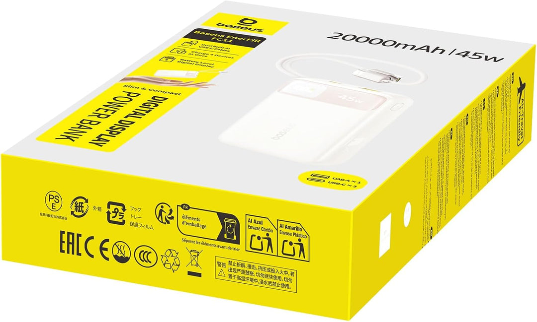 Baseus Cargador portátil compacto de 20000 mAh de 45 W, banco de en...