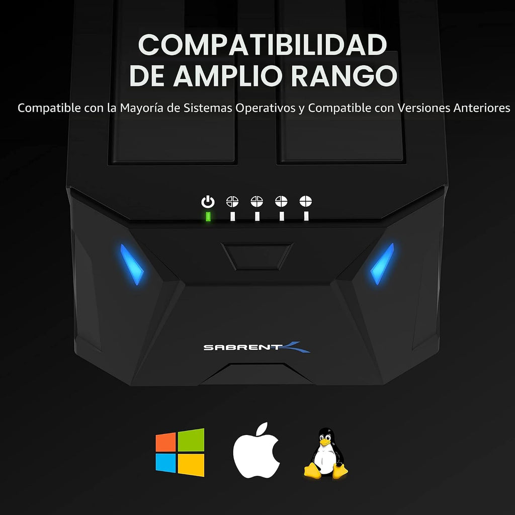 SABRENT USB 3.0 Estación de Acoplamiento para Discos Duros de Doble Bahía y Clonador (EC-HD2B)