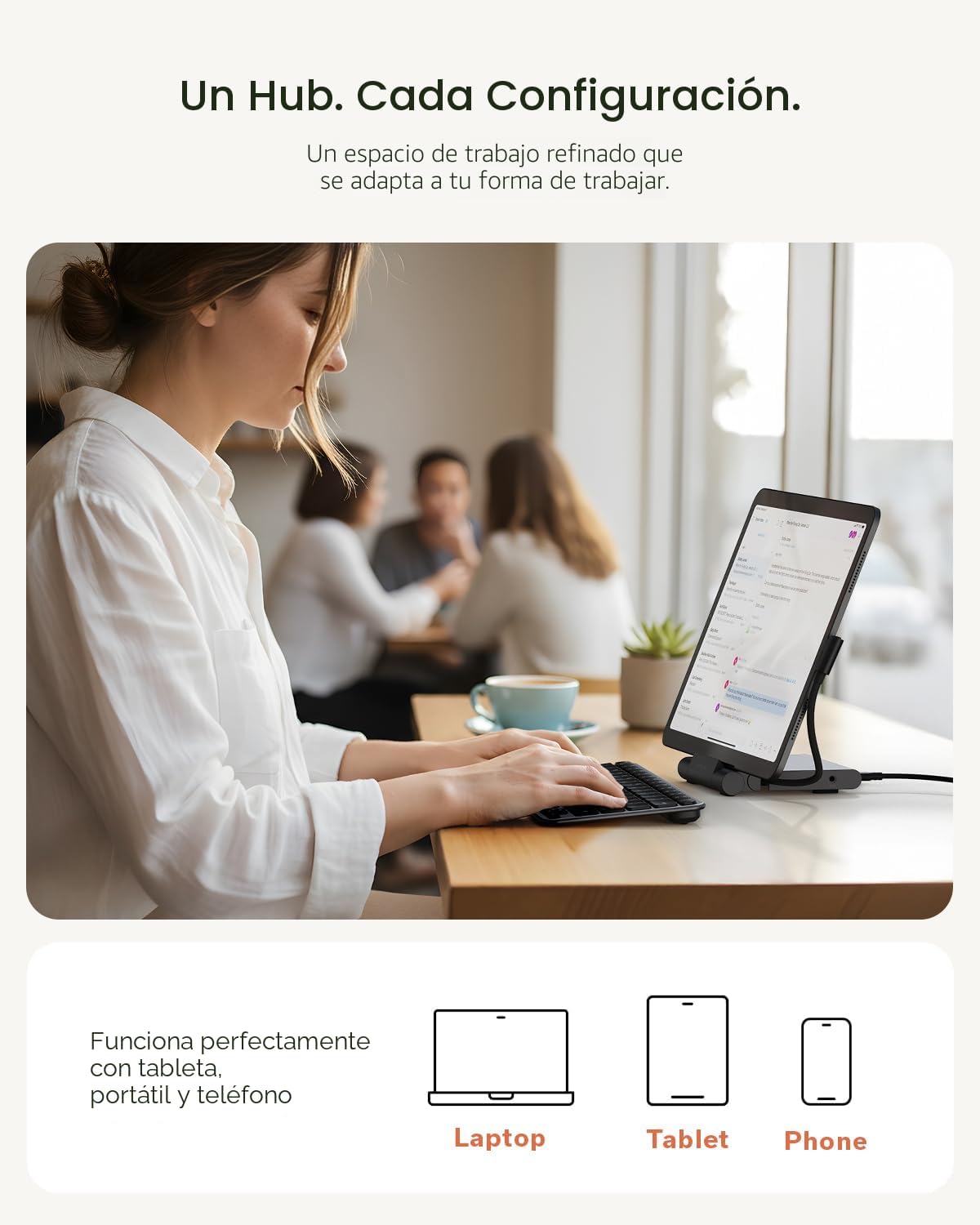 Satechi OntheGo Hub plegable USB-C de soporte, pantalla HDMI 4K/60Hz, negro