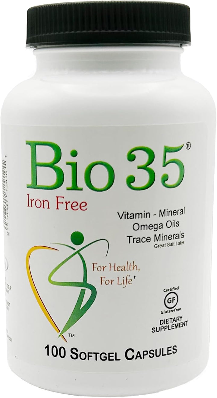 Bio-35 - Multivitamínico diario de hierro sin gluten y soja, para h...