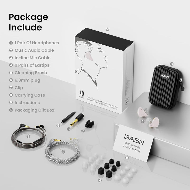 BASN - Auriculares de monitor intrauditivo, auriculares IEM de trip...