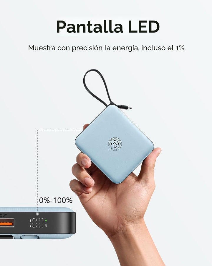 VRURC Cargador portátil para iPhone con cable incorporado, 10000mAh...