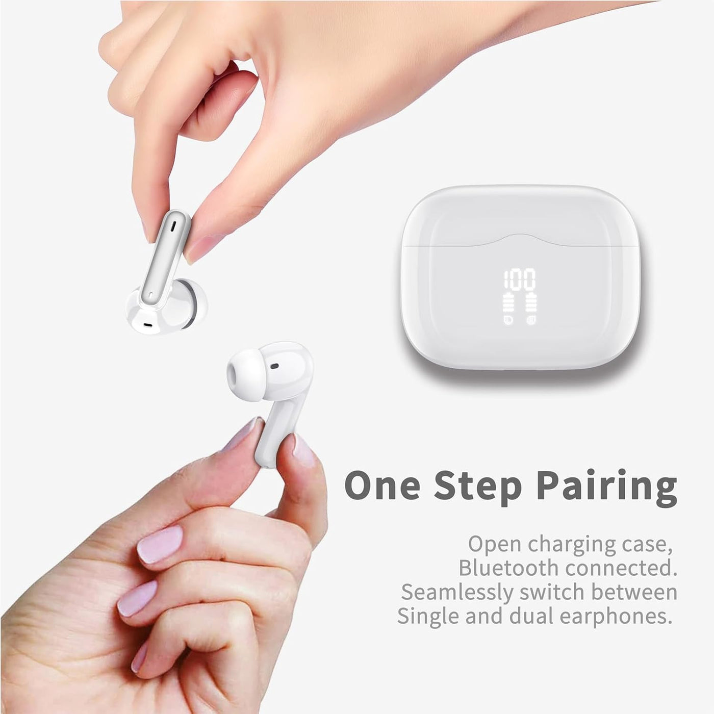 Auriculares inalámbricos, Bluetooth 5.4 con 4 micrófonos ENC con ca...