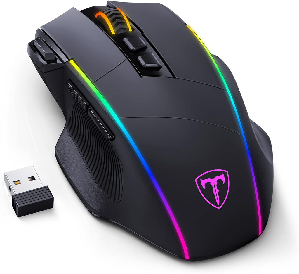 RisoPhy Ratón inalámbrico para juegos, 3 modos 2.4G/USB-C/Bluetooth con
