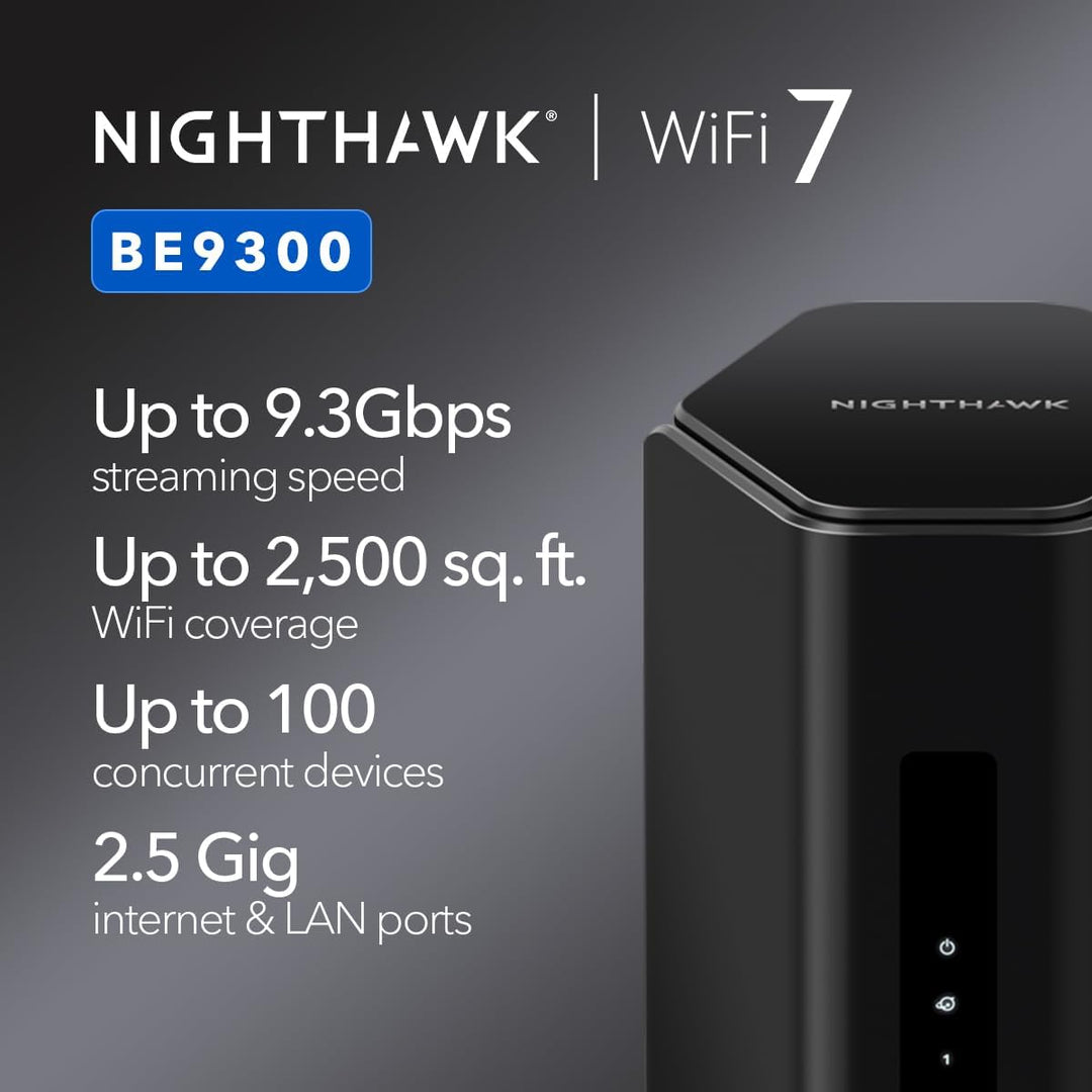 NETGEAR Nighthawk WiFi 7 Router (BE9300) - Solo enrutador, velocida...