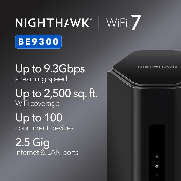 NETGEAR Nighthawk WiFi 7 Router (BE9300) - Solo enrutador, velocida...