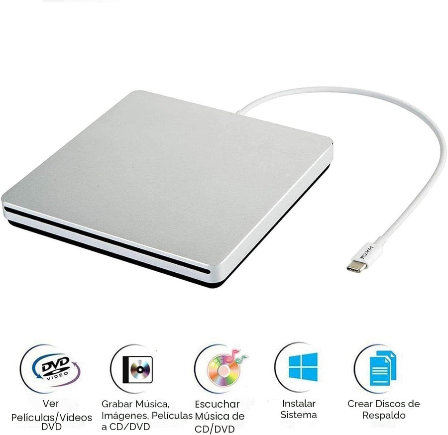 VikTck USB-C Superdrive - Lector externo de DVD\/CD y grabadora de...