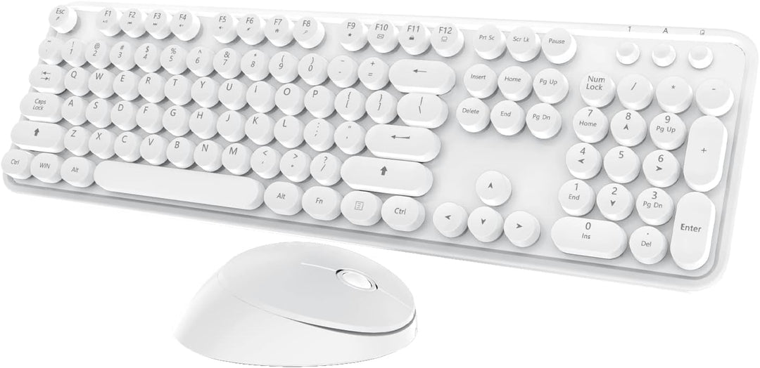 Combo de teclado y mouse inalámbricos, teclado blanco lindo de 104...