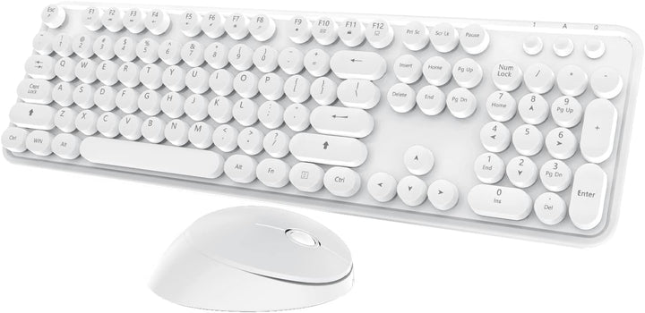 Combo de teclado y mouse inalámbricos, teclado blanco lindo de 104...