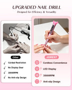 JOREST Kit de taladro eléctrico recargable 13 en 1 con pantalla LED, Rose Pink