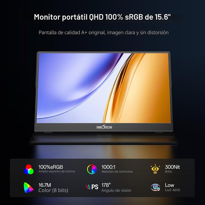 InnoView Monitor portátil 2K para portátil 15.6 "2560 × 1440 QH...